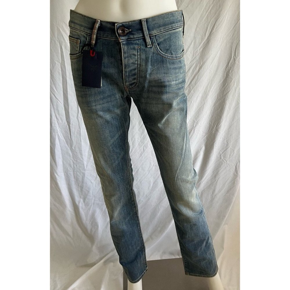 $275 NWT Armani Jeans Women's Blue Extra Slim Fit JO2 Button Front Fly Sz US 28